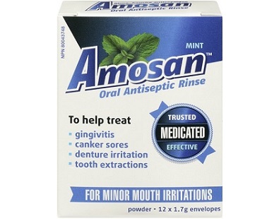 Amosan Oral Antiseptic Rinse for Canker Sore Relief